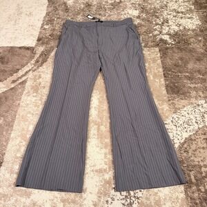Banana Republic Sculpted High Rise Stretch Wide Leg Pants Womens 18 Gray Striped